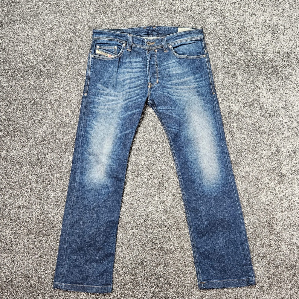 Diesel Safado Jeans Men 32x28 Blue Solid Regular Slim Straight Stretch Denim